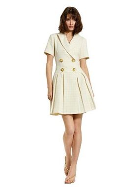 NWT Mac Duggal short sleeve V neck blazer mini dress *MISSING 1 PEARL IN BUTTON*